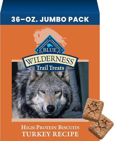 Blue Buffalo Wilderness Trail Treats Turkey Crunchy Dog Biscuits, Grain-Free & High-Protein, Bite-Sized Training Treats Made with Real Turkey & Natural Ingredients, 36-oz Bag
