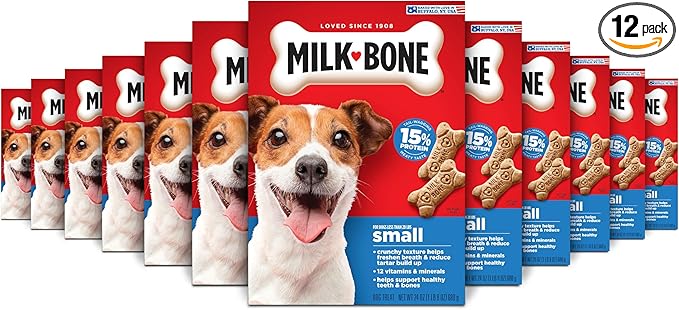 Milk-Bone Crunchy Small Dog Treats, 24 Oz. Boxes, Original Beef Flavor (Pack of 12)