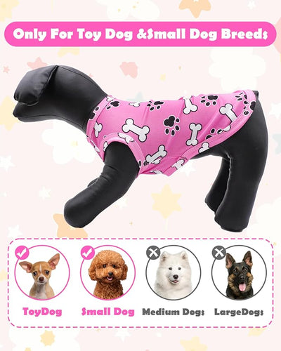 PET SHOW 4 Pack Paw Bone Printed Dog Clothes Shirts Soft Dog Vest Lightweight Sleeveless Cats Doggies T-Shirts Puppies Tank Top Tee Cat Clothes for Small Medium Dogs White Black Pink Blue XL