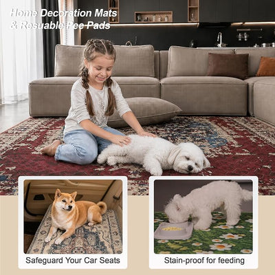 Washable Pee Pads for Dogs, Reusable Puppy Potty Training Pads, Ultra-Absorbent Thick Waterproof Leak-Proof Non-Slip Pads & Mat for Crate, Playpen, Floor, Whelping & Housebreaking , 2 Pack 48"x72"