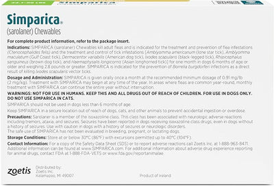 Simparica (sarolaner) Chewables for Dogs, 80 mg/tab, 44.1-88 lbs (Green), 3 Tablets