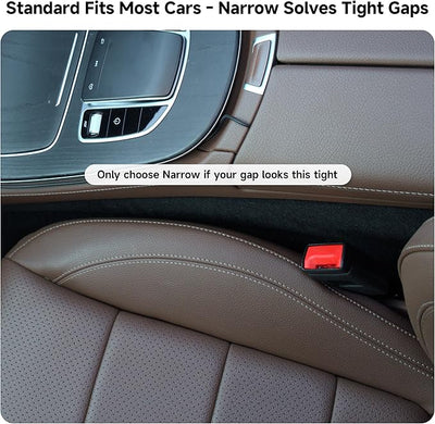 Car Seat Gap Filler Set of 2, 3IN1 Seat Side Gap Filler Plug with Storage Slot & Hook Function, Soft Foam Universal Fit Car SUV Truck Fill Gap Between Seats Console Organizer（Standard Mocha Brown）