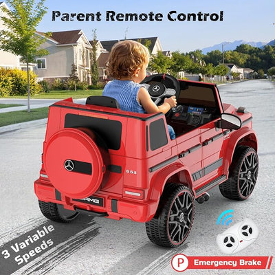 ANPABO Licensed Mercedes-Benz G63 Car for Kids, 12V 7AH Ride on Car w/Parent Remote Control, LED Headlights, Music Player & Horn, Soft Start, Low Battery Prompt, Kids Electric Car, Red