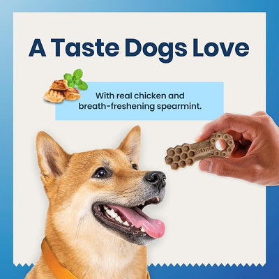 Blue Buffalo Medium Dental Chews for Dogs, Daily Dental Care Dog Treats Made in the USA with Natural Ingredients, Chicken & Spearmint (14 Count) (Pack of 4)