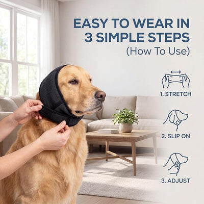 Zenpup Noise Cancelling Ear Wrap for Dogs, Calming Muffs for Fireworks, Thunder, Grooming, Bathing and Swimming, Adjustable (Small)