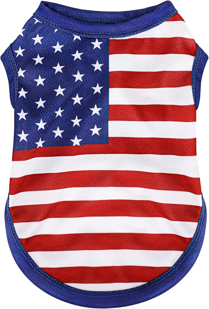 American Flag Inspired Dog Vest: Perfect Dog Shirt, Ideal Tank Top for Everyday Wear, Independence Day Celebrations Crafted Materials for a Cute and Stylish Look Blue XS