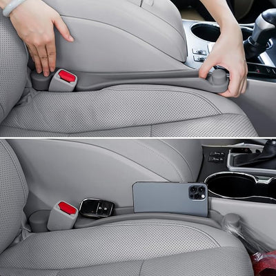 Givifive Car Seat Gap Filler Set of 2, 3IN1 Seat Side Gap Filler Plug with Storage Slot & Hook Function, Soft Foam Universal Fit Car SUV Truck Fill Gap Between Seats Console Organizer（Narrown Gray）