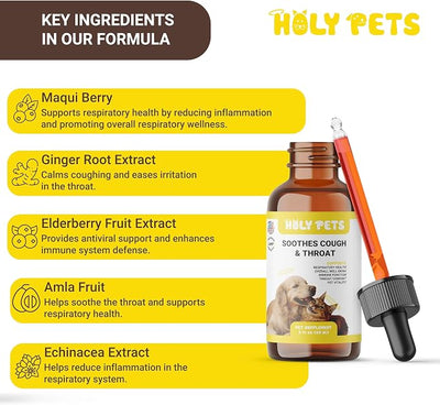 Cough Medicine for Dogs & Cats, Kennel Cough Treatment, Respiratory Infection Support - Sneezing Relief & Cough Treatment - Pet Asthma Support - Made with Natural Ingredients in The USA