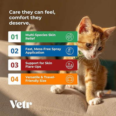 vetr Skin Relief Soothing Spray for Dogs and Cats - 4 oz (120 mL) - Gentle Topical Formula for Irritated Skin