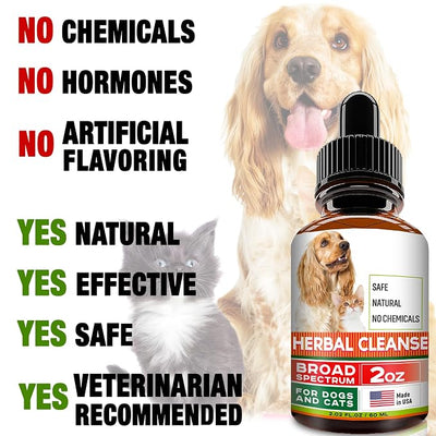 Herbal Cleanse for Dogs and Cats - Intestinal Defense with Wormwood & Black Walnut - Homeopathics Parasites & Toxins for Dogs & Cats - Healthy Gut - Puppy & Kitten - All Breeds - US Made - 2fl.oz