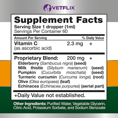 Allergy and Immune Liquid for Dogs, Cats, Puppies and Kittens, 2 Fl Oz | Natural Liquid Supplement, Turmeric and Milk Thistle, Seasonal Allergy Relief, Immune Support