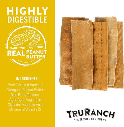 TRURANCH Collagen Chips - Collagen Dog Treats - Long Lasting Healthy Joint Support - Rawhide Alternative Chips - Skin & Coat Health - Made with Real Peanut Butter, Value Pack, 3 Bag, 1.5 lbs
