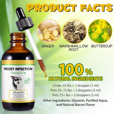 Yeast Infection Treatment for Dogs, Natural Dog Pets Herbal Supplement, Supports Dog Healthy Itch Relief, Ear Infection Treatment, Dogs Allergy Relief, Inflammation Relief