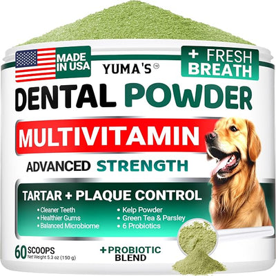 Advanced Dog Dental Powder, Breath Freshener with Multivitamin, Dog Teeth Cleaning, Bad Breath & Tartar and Plaque Off Remover for Dogs Probiotics lab co, Pet Oral Care - Vitamins and Supplements