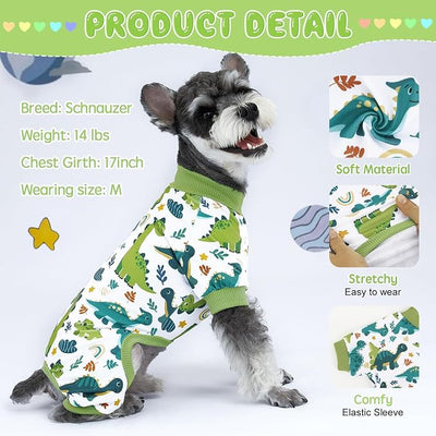 XPUDAC 4 Pack Dog Pajamas Comfy Strechy Doggie Pjs Puppy Clothes for Small Medium Dogs Boy Girl Cat Pet Outfits, 2XL