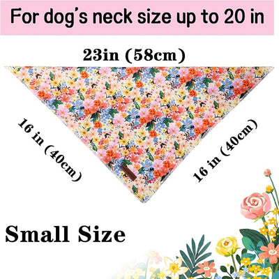 Unique Style Paws Dog Bandanas 1PC Washable Cotton Triangle Dog Scarfs Spring Summer with Colorful Flower for Small Medium Large Dogs and Cats