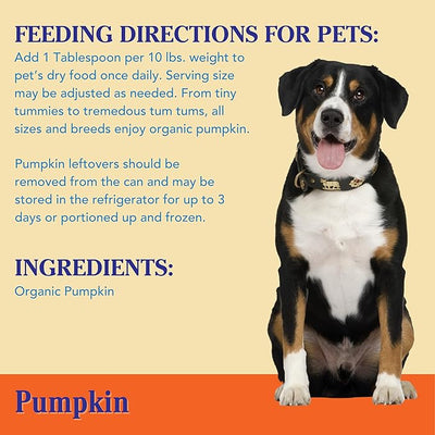 Nummy Tum Tum Organic Pumpkin for Dogs & Cats,15 Ounce,(Pack of 24)