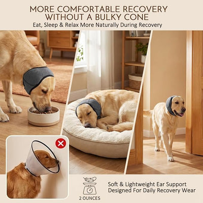 HOFi No-Shake Ear Wraps for Dogs: Reduce Ear Shaking by 95% During Hematoma Recovery - Secure No-Slip Fit After Surgery - Cone Alternative for Large Breeds Labs/Goldens/Shepherds