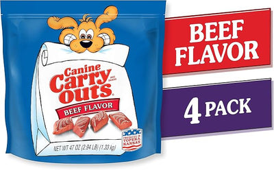 Canine Carry Outs Beef Flavor Dog Treats, 47 Ounce Bag (Pack of 4)