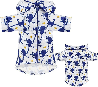 Dog Shirts for Small Dogs Puppy Pajamas Cute Pet Clothes Soft Button Down T Shirt Summer Outfit (Blue Monkey, S)