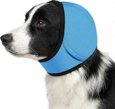 No Flap Ear Wraps for Dogs, Dog Ear Muffs Noise Protection & Anxiety Relief, Quiet Ears Cover Headband Waterproof Ear Protector for Fireworks Grooming Swimming Bathing, Blue M
