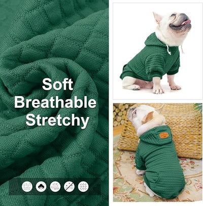 BEAUTYZOO Dog Sweaters for Large Dogs Girls Boys, Warm Winter Dog Hoodie Sweatshirt with Pocket & Leash Hole,Soft Waffle-Like Laminated Cotton Pet Clothes for Big Breeds Indoor Outdoor Cold Weather
