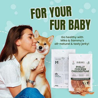 Mika & Sammy's Gourmet Jerky Dog Treats Made in the USA. (Chicken Cheese 5 0z)