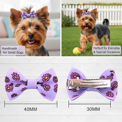 QingHan Dog Hair Bows Small Puppy Bowknot Clips for Pet Grooming Accessories Doggy Gifts 100Pcs (50 Pairs)