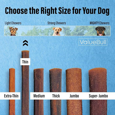 ValueBull Collagen Sticks for Small Dogs, 6 Inch Thin Chews, Natural Dog Treats, 10 Count - Supports Joints, Skin & Coat with Chondroitin & Glucosamine