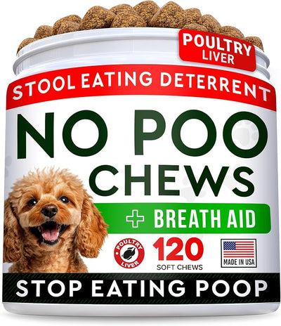 STRELLALAB No Poo Chews for Dogs - Coprophagia & Stool Eating Deterrent with Probiotics, Digestive Enzymes & Breath Aid Support - Stop Dog Poop Eating - Made in the USA - 120 Soft Chews