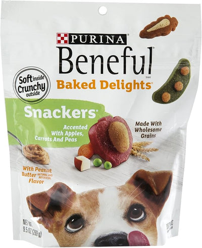 Purina Beneful Baked Delights Dog Snacks - Snackers - Peanut Butter & Cheese Flavors - Net Wt. 9.5 OZ (269 g) Each - Pack of 2