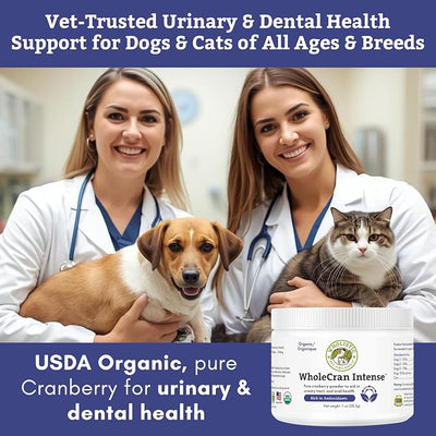 Wholistic Pet Organics Cranberry for Dogs and Cats - Organic Cranberry Supplement for Dogs Bladder Control, Kidney Support, and Urinary Incontinence - Healthy Urinary Tract for Dog & Cat - 60 Scoops