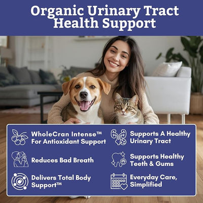 Wholistic Pet Organics Cranberry for Dogs and Cats - Organic Cranberry Supplement for Dogs Bladder Control, Kidney Support, and Urinary Incontinence - Healthy Urinary Tract for Dog & Cat - 60 Scoops