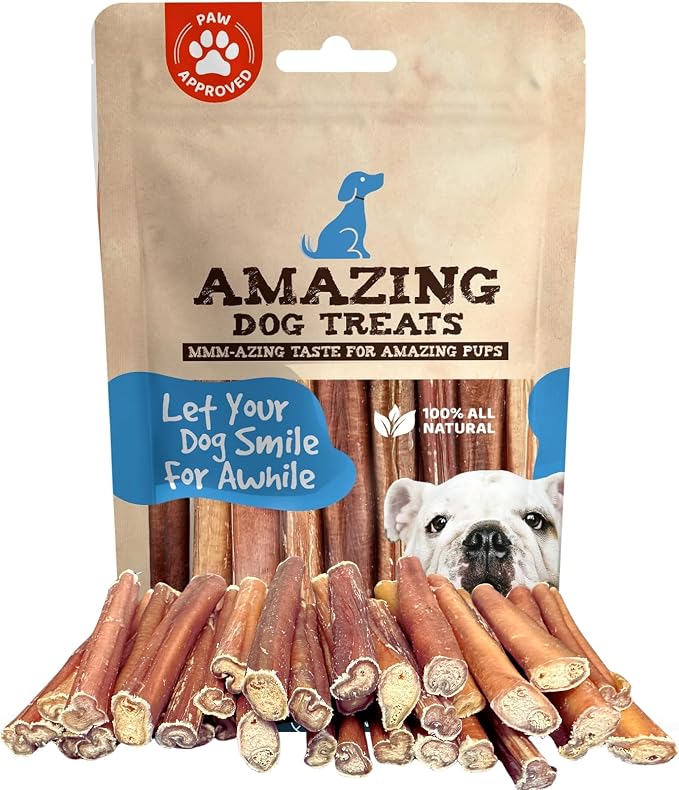 Amazing Dog Treats - Bully Sticks for Small Dogs (3-4 Inch - 16 oz)- Premium Thin Steer Bully Sticks for Dogs - Best Bully Stick Dog Chews - Bully Bones for Puppies and Small Breeds
