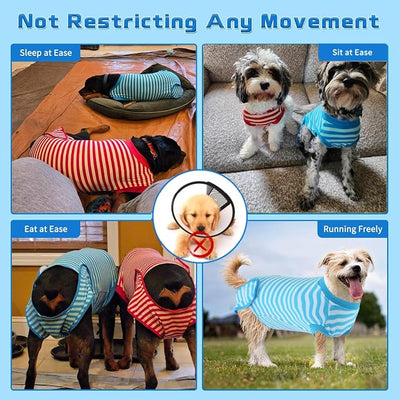 2 Packs Breathable Cotton Dog Recovery Suit for After Neuter Spay Abdominal Wounds Protector, Professional Anti-Licking Onesies for Male Female Pets Surgery Bandages, 2XL Red & Blue Stripes