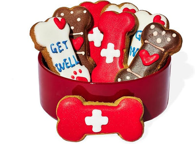 Thoughtfully Pets, Get Well Dog Cookies Gift Set, Crunchy Dog Treats Includes Colorfully Hand Decorated Get Well Themed Biscuits to Brighten Their Day, Set of 8