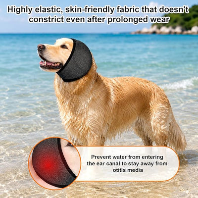 Dog Ear Muffs Noise Protection, Quiet Ears for Dogs Anxiety, Adjustable Calming Hoodie Shower Cap for Hematoma Recovery, Waterproof Dog Head Wrap Ear Cover for Grooming Swimming(Head Circle:10"-15")