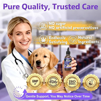 Hemp Oil for Dogs & Cats Anxiety & Stress Relief Drops with Omega 3-6-9,Hemp Oil Helps with Pain, Stress, Sleep, Arthritis, Seizures Support, Pet Calming Trеats Supplement for Small & Large Pets