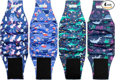 Male Dogs Diapers Belly Bands(4Pack), Washable Reusable Male Boy Doggy Wraps Panties for Doggie Puppy Pooping Potty Training Incontinence Marking Pañal para Perro XSmall