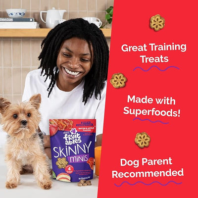 Fruitables Skinny Mini Dog Treats, Healthy Sweet Potato Treat for Dogs, Low Calorie & Delicious, Puppy Training, No Wheat, Corn or Soy, Made in the USA, Apple & Crispy Bacon Flavor, 20oz