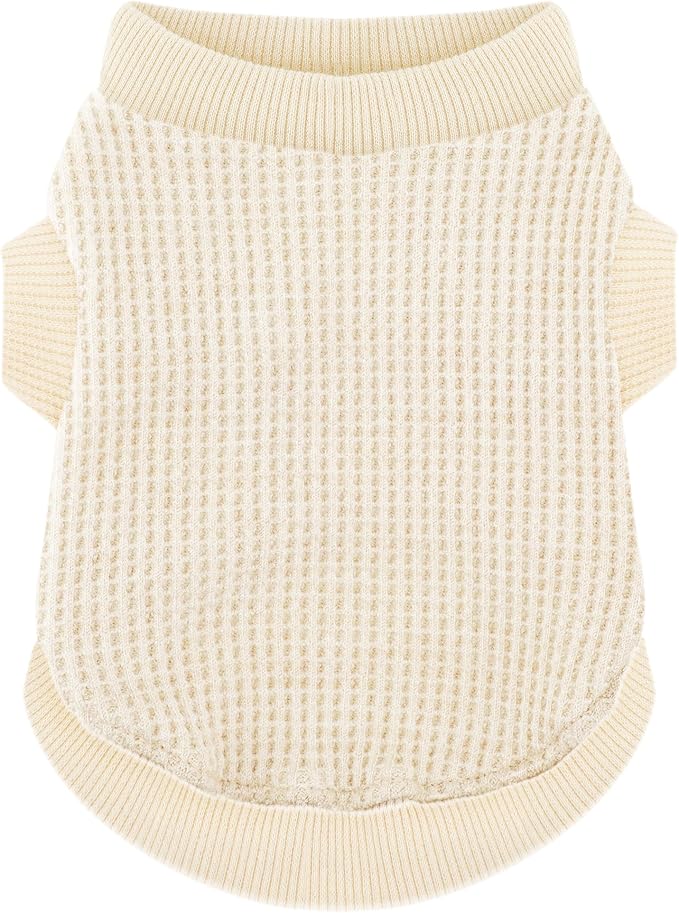 Cozy Lightweight Dog Sweaters Shirt for Small Puppies: Stretchable Beige Tank Top Attire, Perfect for Chihuahuas and Yorkies - Enhancing Comfort and Playfulness on Chilly Days - Medium