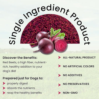 Olewo Red Beets for Dogs Granular – Internal Support Dog Food Topper for Skin Sensitivity and Overall Balance, Prebiotic Fiber and Whole Food Nutrients, 22 oz