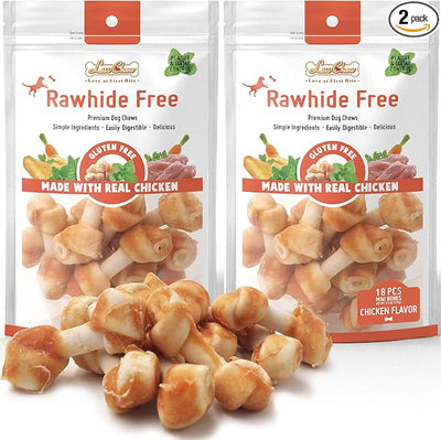 LuvChew Premium Dog Chew Bones for Small Dogs, Rawhide Free, Grain Free, Made with Limited Ingredients, Delicious Mini 18pcs/Pack x 2packs