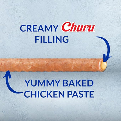 INABA Churu Rolls for Dogs, Soft & Chewy Baked Chicken Wrapped Filled Dog Treats, 0.42 Ounces Each Tube, 48 Tubes Total, Chicken with Cheese Recipe