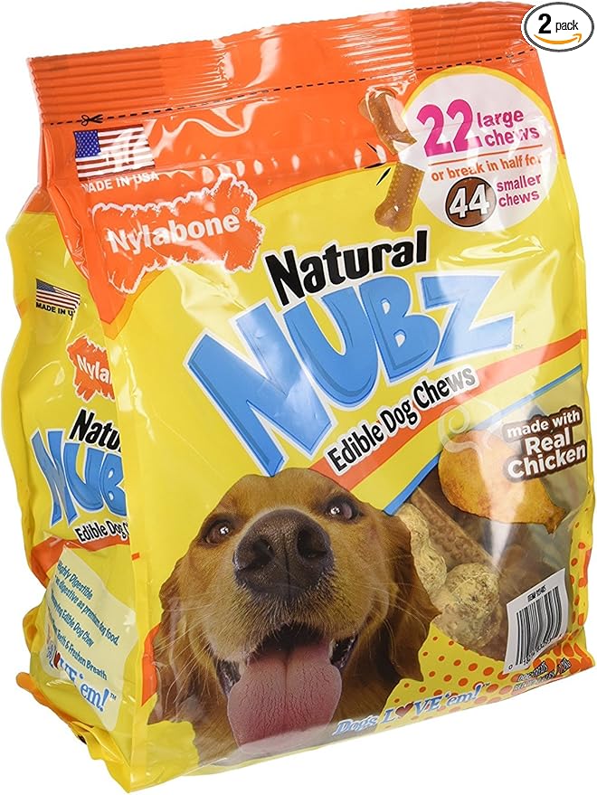 (Pack of 2) Nylabone Natural Nubz Edible Dog Chews 22ct. (2.6lb/Bag) -Total 5.2lb