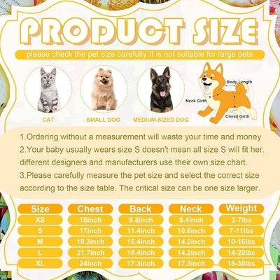 LEIFIDE 8 Pcs Summer Themed Hawaii Dog Dresses Holiday Flamingo Fruit Floral Pattern Pet Skirts Hawaii Puppy Princess Dresses Outfits Bowknot for Girl Dogs Cats Beach(Small)
