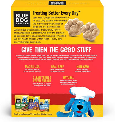 Blue Dog Bakery More Crunch Medium Beef & Bone Broth Dog Treats, Dog Biscuits for Large Breeds, Healthy Treats, All Natural, 18 oz (Pack of 1)