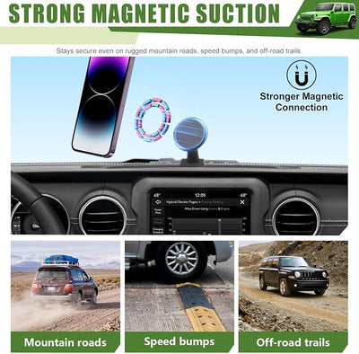 Magnetic Phone Mount Holder for 2021-2023 Jeep Wrangler JL 4XE Magnet Dash Cell Phone Cradles Adjustable Phone Stand Accessories for 2021-2023 Wrangler 4XE(Not for 4X4/Gladiator)