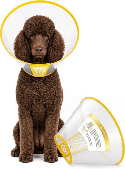 Cone for Dogs to Stop Licking for Post-Grooming Irritations – Adjustable Dog Cone Alternative Prevents Scratching After Surgery – Elizabethan Collar for Medium Dogs – Fits 16.1–18.9 in Necks