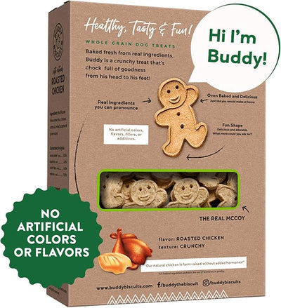 Buddy Biscuits 16 oz. Box of Whole Grain Crunchy Dog Treats Made with Natural Roasted Chicken
